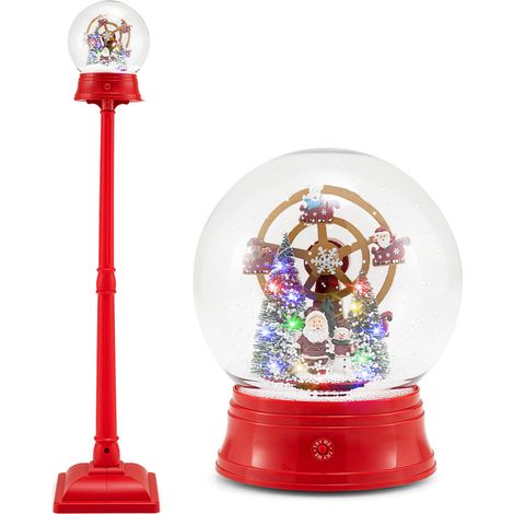 CASART5 Ft Musical Christmas Street Lamp Snow Globe Lantern on Stand w/8 Tunes (1/5)