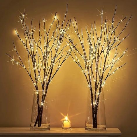 Branches de bouleau artificielles brunes avec lumières LED - Qualité exceptionnelle