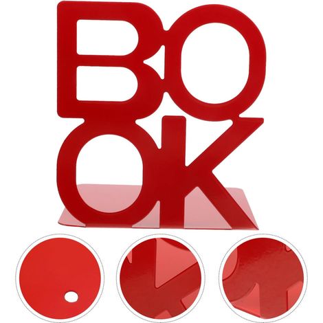 Sujetalibros antideslizante con forma de libro, ideal para el hogar, la oficina y la cocina (rojo). (1/5)