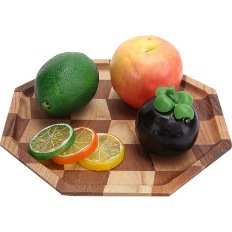 Plateau de Service en Bois Motif Grille pour Fruits, Thé, Desserts ou Pain - 24x24cm (1/5)