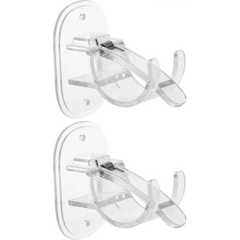Set di 2 staffe autoadesive per asta per tende, in plastica trasparente, per montaggio a parete, facili da installare, accessorio pratico per tende da bagno e gazebo.