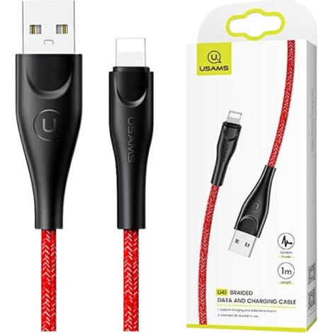 Usams Geflochtenes Kabel U41 Lightning 1m2A rot/rot SJ391USB02 (US-SJ391) Schnellladefunktion (1/5)