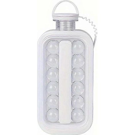 Botella térmica portátil con triturador de hielo redondo y bandeja de hielo integrada, fabricada en silicona, para el hogar y los viajes. (1/5)