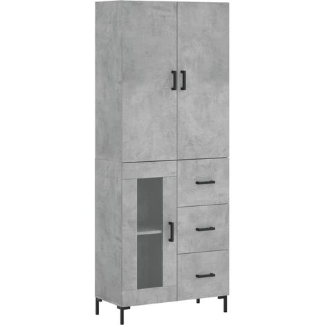Buffet haut Gris béton 69,5x34x180 Bois d'ingénierie (1/5)