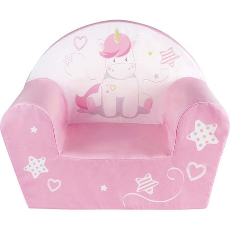 Fun House Fauteuil Garantie pour Enfant 713069 Licorne-Poltrona Club Origine Francia, Garanzia per Bambini, L.52 x P.33 x H.42 cm, Tessuti, Rosa (1/5)