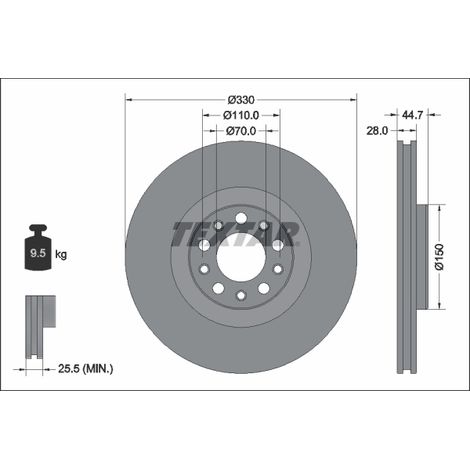 Lot de 2 Disques de frein Textar 92337905 ALFA ROMEO 50532932 50556528 50568875