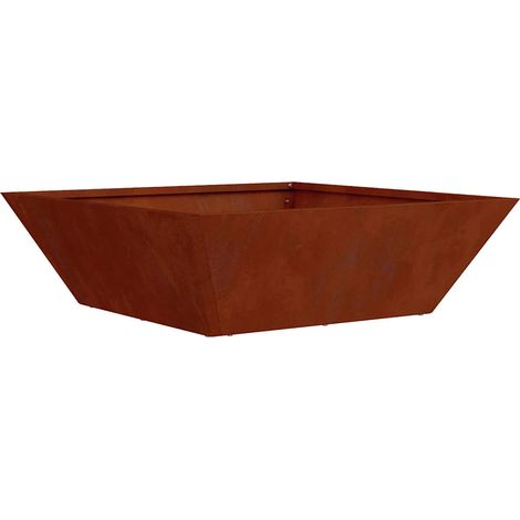 Cache-pot de jardin trapézoïdal moderne extérieur 50 x 50 x 15 cm en acier rouillé