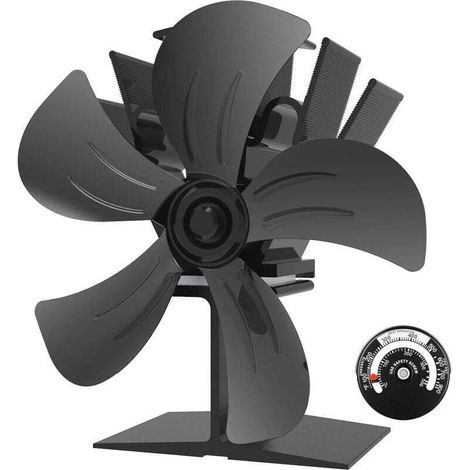 Ventilatore Stufa a Legna Ventilatore Stufa di 5 Lame per Legno/Stufa a Legna/Camino, Silenzioso, Ecologico, Nero (1/5)