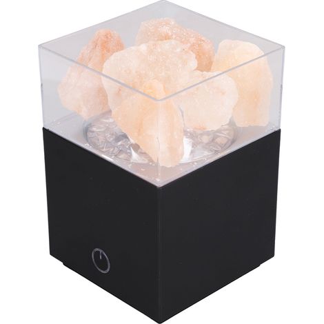 Lampe de sel de l'Himalaya LED colorée avec télécommande, bloc de sel carré, lampe de purification d'air à ions négatifs, noir (1/5)