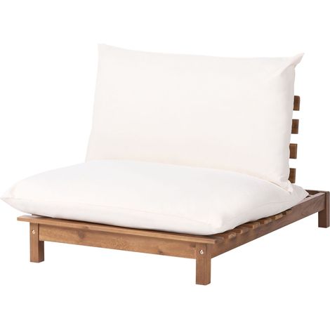 Chaise Longue de Jardin en Bois d'Acacia avec Dossier Inclinable et Coussins Beige Suno (1/5)