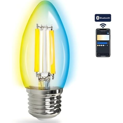 Aigostar Ampoule Bougie Filament LED C35 E14 4,5W CCT Réglable Verre Ambré Décoration Maison