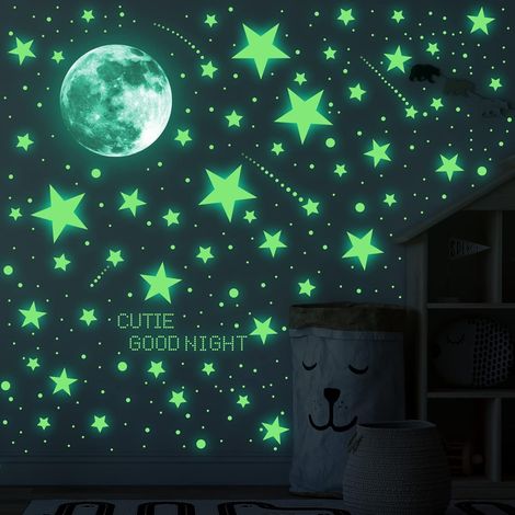 Autocollants phosphorescents, ensemble d'autocollants lune et étoiles (1/5)