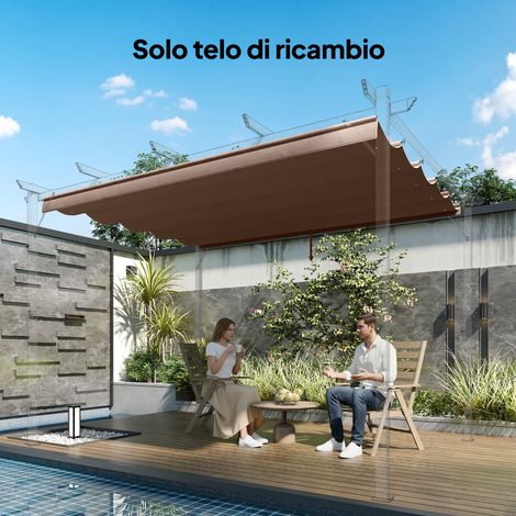 Copertura per Gazebo Pergola 4x3 m in Poliestere Traspirante Caffè con 10 Fori di Drenaggio