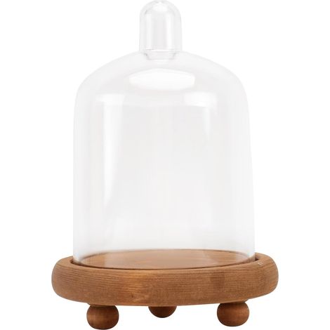 Couvercle transparent en polycarbonate pour fleur, socle bois rouge, (1/5)
