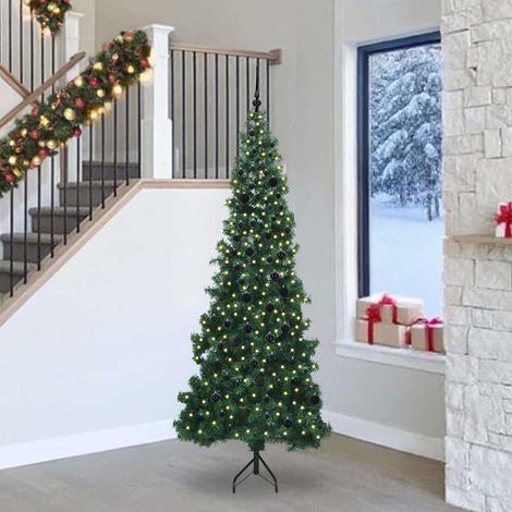 vidaXL Árbol de Navidad Artificial de Esquina Verde 240 cm PVC y Metal (1/5)