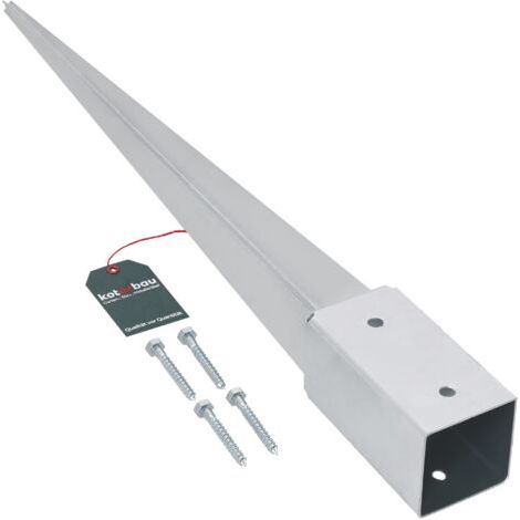 Support de Poteau Bois - Acier Galvanisé - 75 cm - Argent - 71 x 71 mm - Support Poteau à Enfoncer - pour Clôture et Pavillon - Résistant à la Corrosion-NANOTEH (1/5)