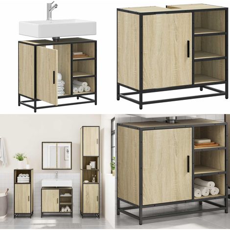 vidaXL Badschrank Sonoma-Eiche 65x33x60 cm Holzwerkstoff