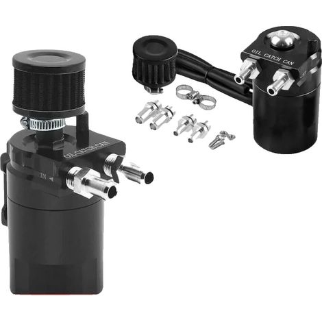 Bandeja de drenaje de aceite, capacidad de 300 ml, material de aleación de aluminio, 3 conectores de manguera, diseño duradero, compatibilidad universal. (1/5)