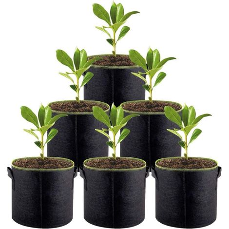 6 Pack 3 Gallon Non-Woven Fabric Planting Bags Grow Bags for Potatoes, Tomatoes, Vegetables, Herbs 3 Gallon