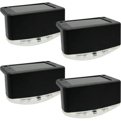 Lot de 4 lampes solaires d'extérieur, éclairage pour pont, poteau, escalier, LED blanc chaud, étanche, sans fil Odipie (1/4)