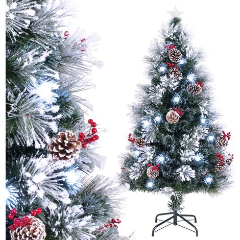 Albero di Natale floccato da 150cm, 170 punte di rami e 49 luci LED (1/5)