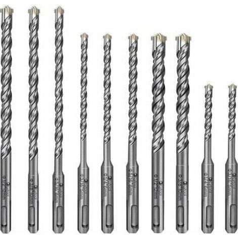 Professionelle Kreuzkopf-Betonbohrer, 10-mm-Bohrer für Stahlbetonwände, 10er-Packung für Mauerwerk, Betonsteine und Gebäude