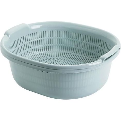 Panier égouttoir / passoire de cuisine, double couche, en plastique, pour laver légumes, fruits et riz, vert menthe