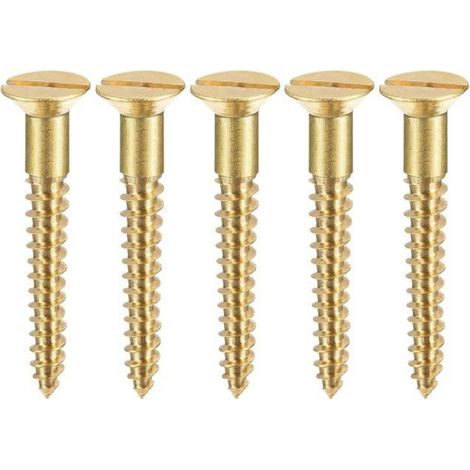 Vis à bois - - M4 x 40mm - Laiton - Tête plate - Lot de 100pcs (1/4)