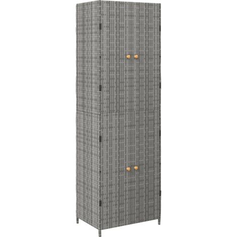 Armoire de rangement jardin Gris 59x40x180 Résine tressée (1/5)