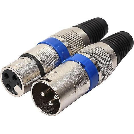 Adaptateur de connecteur audio pour microphone : 1 paire de prises XLR mâle 3 broches + prise jack femelle (1/4)