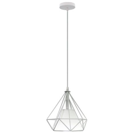 royaluxe- Lustre Rétro E27 Lampes Suspendues Industrielles En Métal Avec Cage En Diamant Pour Chambre À Coucher, Vestiaire, Salon, Café (Blanc) (1/5)