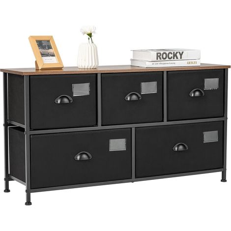 COSTWAY 5-Drawer Storage Dresser Wide Storage Organizer Unit w/ Fabric Bins (1/5)
