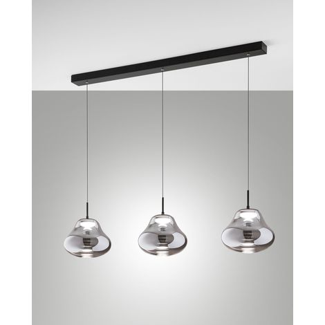 Lampada a Sospensione Deva 42W LED CCT Dimmerabile a step, Struttura in Metallo e Vetro Borosilicato Fumé, IP20 - Deva Collection