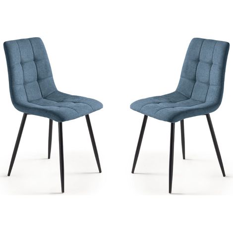 Sedia da pranzo in tessuto Blu gambe metallo nere - KATERINE 2 sedie (1/5)