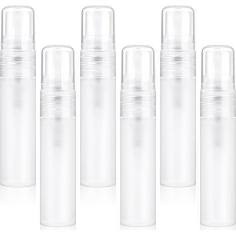 Lot de 6 mini flacons pulvérisateurs de 5 ml - Transparent - Rechargeable - Mini flacons pulvérisateurs en plastique - Portable - Pour les voyages en plein air et le bureau (1/5)
