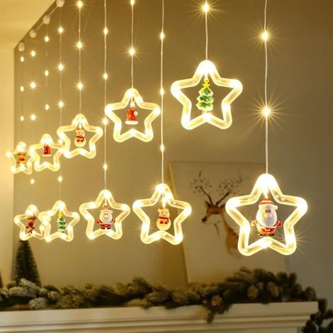 Christmas Star Curtain Lights, 3m USB Warm White Indoor Window String Lights, Christmas Decoration (1/5)