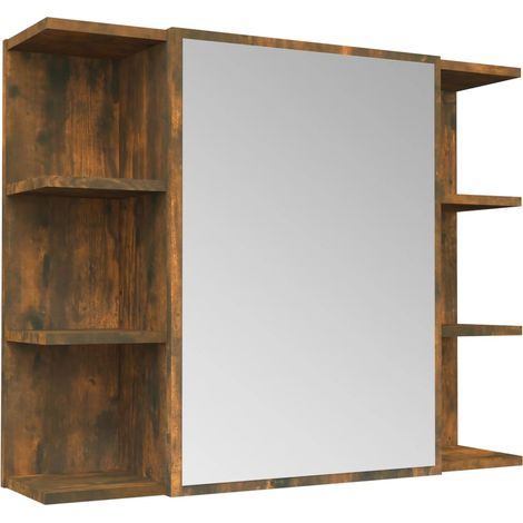 Armoire à miroir de salle de bain Chêne fumé 80x20,5x64 cm Bois