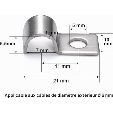 P-Clip pour les câbles un trou Clips en Acier Inoxydable fixation pour tube clips pour serre Pour la fixation de câbles et fils Ø 6 mm (1/2)
