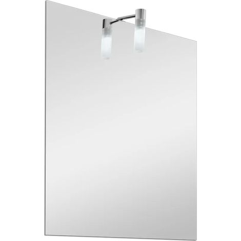 Specchio bagno 50x60 cm reversibile con luce LED in vetro satinato (1/5)