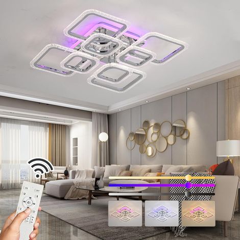 COMELY lafonnier LED,Luminaires intérieur avec 8 carrés LED,Éclairage de plafond design coloré,Lustre Salon 133W,Led Chambre Dimmable 3000K-6000K (1/5)