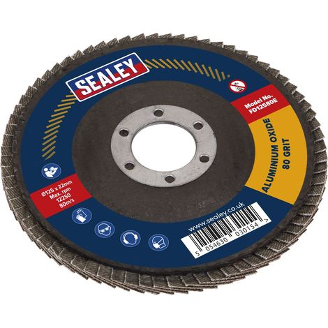 Sealey FD12580E 125mm Aluminium Oxide Flap Disc 80Grit 22mm Bore