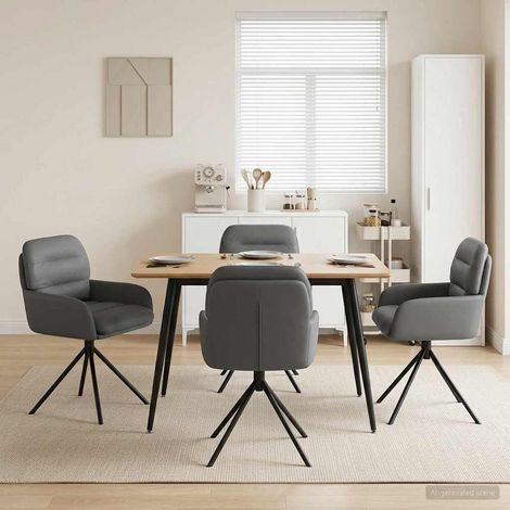 Lot de 4 chaises de salle à manger pivotantes en simili cuir gris avec accoudoirs - PANGIVO (1/5)