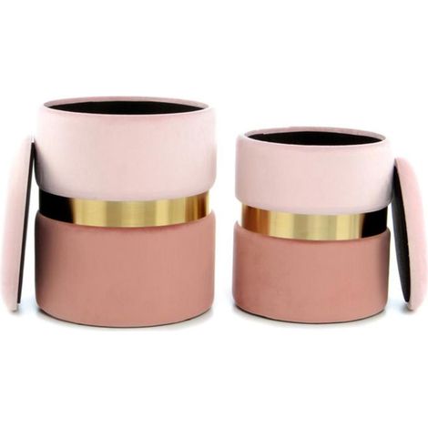 Lot de 2 Poufs & Coffres de Rangement "Zora" 44cm Rose (1/3)