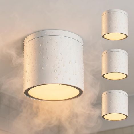 Spots De Plafond GU10,Max 35w,Murale éTanche IP65 Plafonnier En Aluminium Plafonnier Spot,Rond,Lot de 4,Blanc (Ampoule non incluse) (1/5)