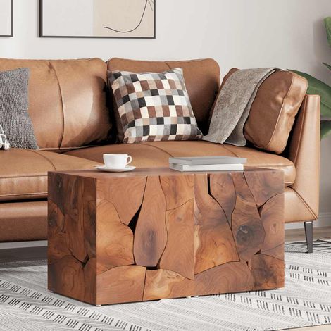 Tabourets, lot de 2, marron, 40 x 40 x 45 cm, bois de teck massif (1/5)