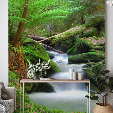 Papier peint panoramique - Rivière Forêt - 260 cm x 397 cm (1/4)
