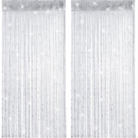 Rideau Anti-Mouches à Fils 100x200cm Gris Lot 2, Lavable pour Porte Extérieur Maison et Restaurant (1/5)