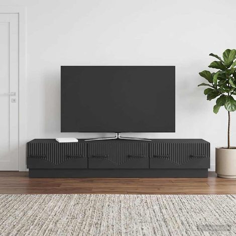 vidaXL Meuble TV avec tiroir Noir 147 x 34,5 x 27 cm Bois d'ingénierie (1/5)