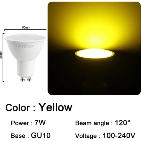 (GU10 Jaune, 20 ampoules) Ampoules LED, adaptées aux festivals, aux KTV, aux bars et aux vitrines de magasins. (1/3)