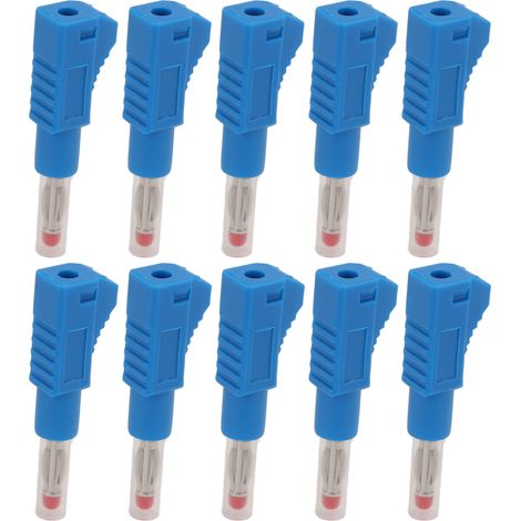 Packung mit 10 Teleskop-Bananensteckern 4 mm CAT II 600 V 32 A, PE-Mantel, für industrielle und digitale Sicherheitsgeräte 3C (blau). (1/5)